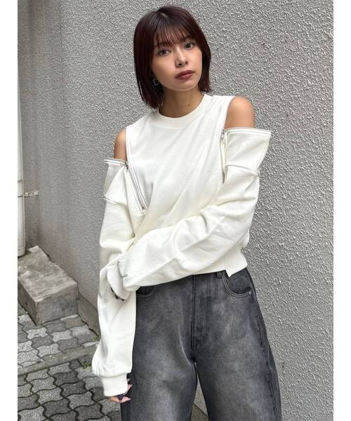 MURUA(ムルーア)の「2WAYジップスウェット(スウェット・レディース・ブラウン/ホワイト/ブラック・FREE)」の20枚目の写真