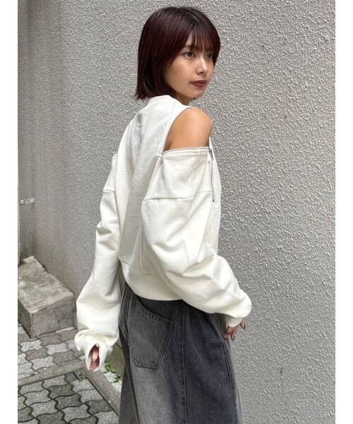 MURUA(ムルーア)の「2WAYジップスウェット(スウェット・レディース・ブラウン/ホワイト/ブラック・FREE)」の21枚目の写真