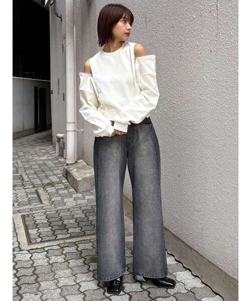 MURUA(ムルーア)の「2WAYジップスウェット(スウェット・レディース・ブラウン/ホワイト/ブラック・FREE)」の22枚目の写真