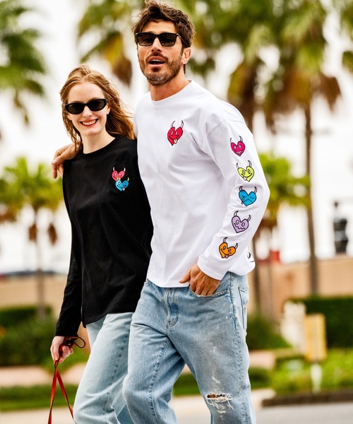maxsix(マックスシックス)の「maxsix(マックスシックス)HEART SLEEVES L/S TEE(Tシャツ/カットソー・メンズ・ブラック/ホワイト・L/M)」の2枚目の写真