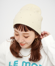 Simplicite（サンプリシテ）の「パール付きニットビーニー（ニットキャップ/ビーニー）」
