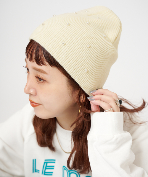 B.C STOCK（ベーセーストック）の「パール付きニットビーニー（ニットキャップ/ビーニー・レディース・ブラック/チャコールグレー/ホワイト・FREE）」の15枚目の写真