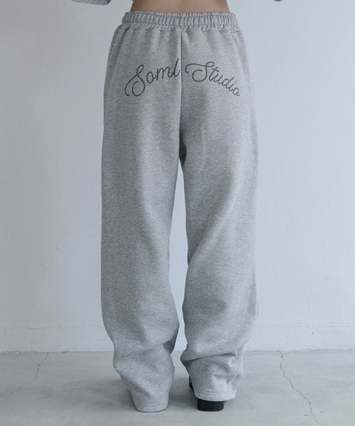 5OML(オーオーエムエル)の「レタリングホットフィックススウェットパンツメランジグレー(スウェットパンツ・レディース・グレー・FREE)」の1枚目の写真