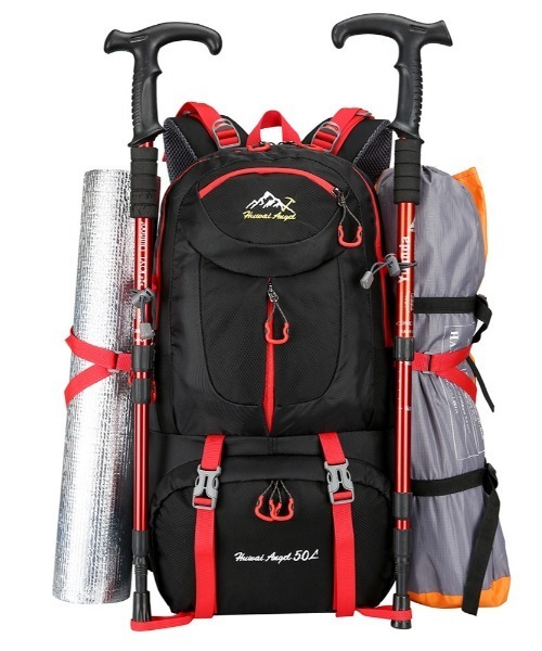 BACKYARD FAMILY(バックヤードファミリー)の「リュック 登山 40l 60l(バックパック/リュック・メンズ・グリーン/レッド/ブルー/ネイビー/オレンジ/ブラック×レッド・40L/60L)」の9枚目の写真