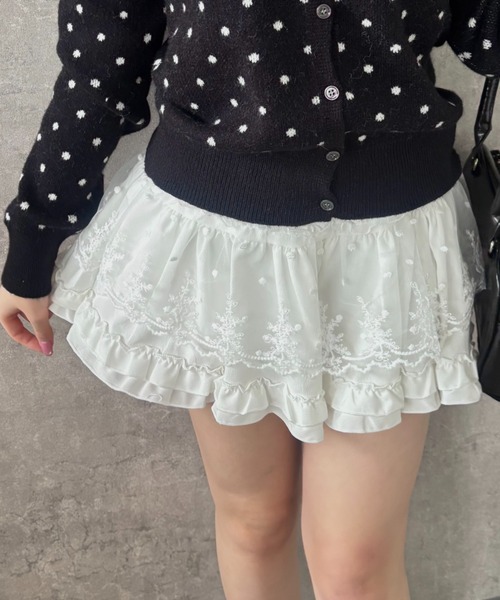 Mejoul(メジュール)の「【2026春夏新作】【インパン付き】ハイウエストフリルティアードレースミニスカート(スカート・レディース・ホワイト/アイボリー/ブラック・F)」の15枚目の写真