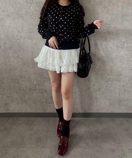 Mejoul(メジュール)の「【2026春夏新作】【インパン付き】ハイウエストフリルティアードレースミニスカート(スカート・レディース・ホワイト/アイボリー/ブラック・F)」の17枚目の写真