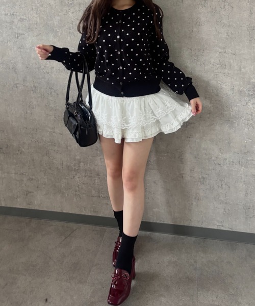 Mejoul(メジュール)の「【2026春夏新作】【インパン付き】ハイウエストフリルティアードレースミニスカート(スカート・レディース・ホワイト/アイボリー/ブラック・F)」の18枚目の写真