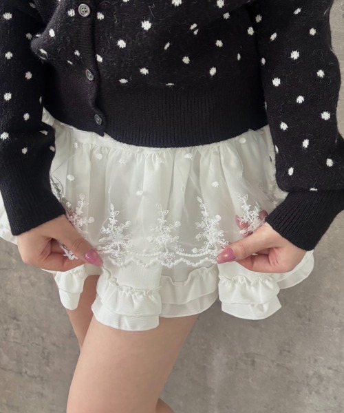 Mejoul(メジュール)の「【2026春夏新作】【インパン付き】ハイウエストフリルティアードレースミニスカート(スカート・レディース・ホワイト/アイボリー/ブラック・F)」の20枚目の写真