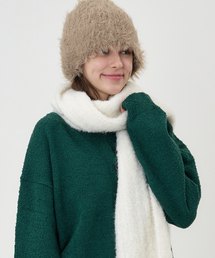 THE-ABON（エイボン）の「スノーファーニットキャップベージュ（ニットキャップ/ビーニー）」