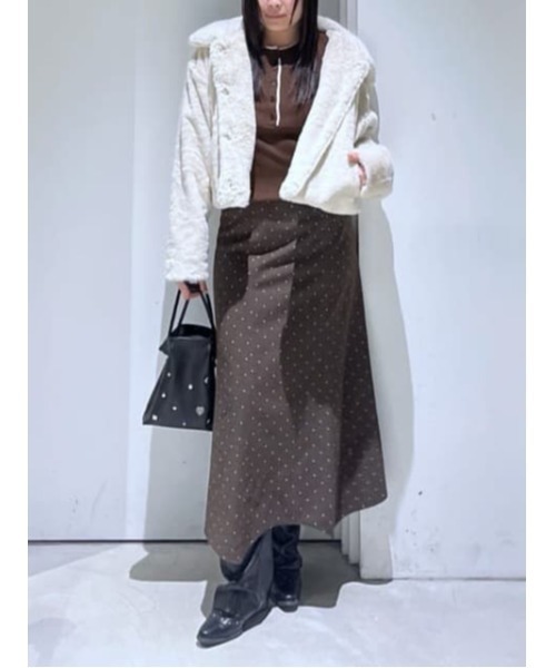 AZUL by moussy（アズールバイマウジー）の「【身長/骨格別着用画像あり】ドット柄ハンカチーフヘムスカート　トレンド　デザインスカート　ロングスカート　フレアスカート　秋服　冬服　後ろウエストゴム（スカート・レディース・ブラウン系その他・MEDIUM/SMALL）」の19枚目の写真