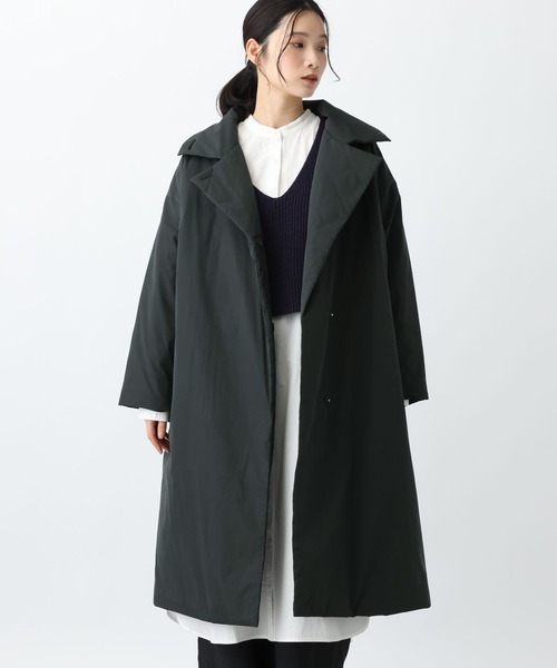 studio CLIP（スタディオクリップ）の「《natural by clip》コットンナイロン中綿ロングコート（チェスターコート・レディース・ベージュ/ブラック・FREE）」の3枚目の写真