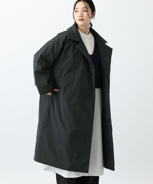 studio CLIP（スタディオクリップ）の「《natural by clip》コットンナイロン中綿ロングコート（チェスターコート・レディース・ベージュ/ブラック・FREE）」の4枚目の写真