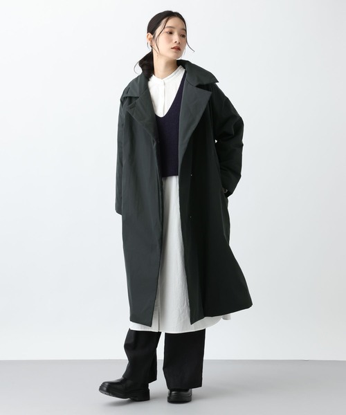 studio CLIP（スタディオクリップ）の「《natural by clip》コットンナイロン中綿ロングコート（チェスターコート・レディース・ベージュ/ブラック・FREE）」の9枚目の写真