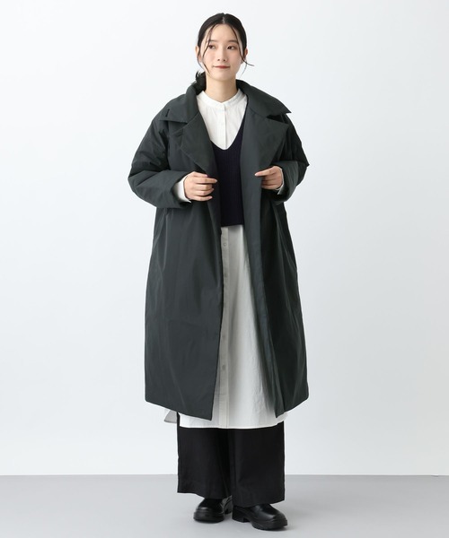 studio CLIP（スタディオクリップ）の「《natural by clip》コットンナイロン中綿ロングコート（チェスターコート・レディース・ベージュ/ブラック・FREE）」の10枚目の写真