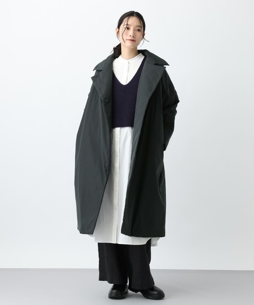 studio CLIP（スタディオクリップ）の「《natural by clip》コットンナイロン中綿ロングコート（チェスターコート・レディース・ベージュ/ブラック・FREE）」の11枚目の写真