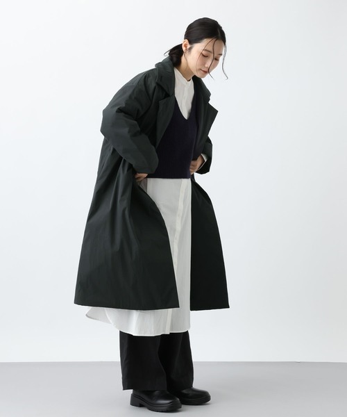 studio CLIP（スタディオクリップ）の「《natural by clip》コットンナイロン中綿ロングコート（チェスターコート・レディース・ベージュ/ブラック・FREE）」の12枚目の写真