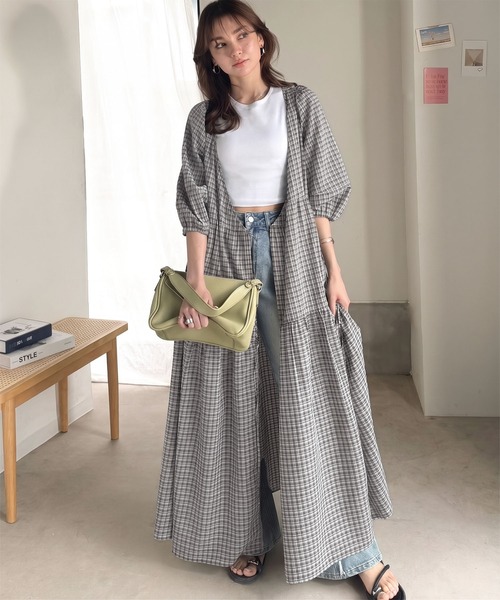 classicalelf(クラシカルエルフ)の「その日の私に、ちょうどいい一枚。シアサッカー素材 3way カシュクールティアードロングワンピース(ワンピース・レディース・ブラウン系/ブラック/グレー系/ブラウン・LARGE/MEDIUM/SMALL/X-LARGE)」の19枚目の写真