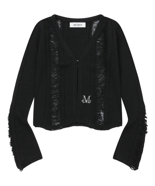 MUCENT(ムセント)の「MUCENT/NUBIダメージカーディガン(カーディガン/ボレロ・レディース・グレー/ブラック・FREE)」の3枚目の写真