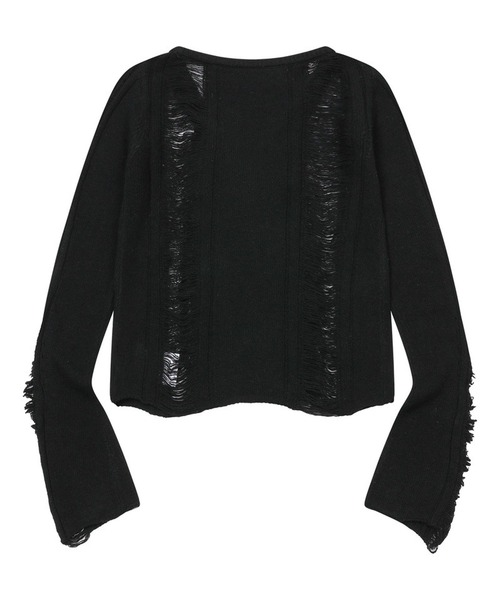 MUCENT(ムセント)の「MUCENT/NUBIダメージカーディガン(カーディガン/ボレロ・レディース・グレー/ブラック・FREE)」の4枚目の写真