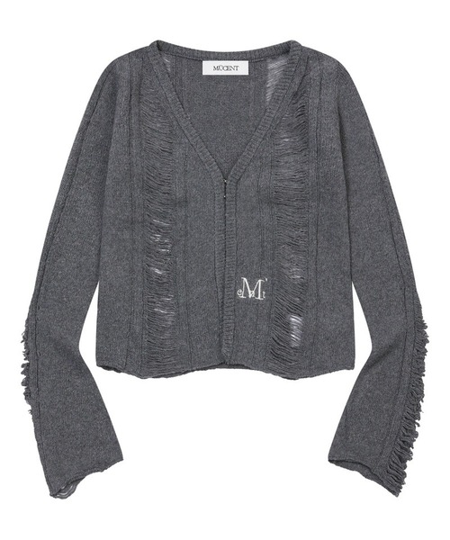 MUCENT(ムセント)の「MUCENT/NUBIダメージカーディガン(カーディガン/ボレロ・レディース・グレー/ブラック・FREE)」の7枚目の写真