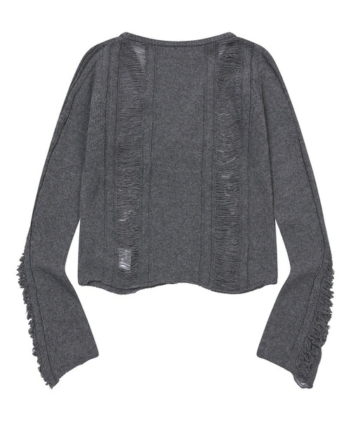 MUCENT(ムセント)の「MUCENT/NUBIダメージカーディガン(カーディガン/ボレロ・レディース・グレー/ブラック・FREE)」の8枚目の写真