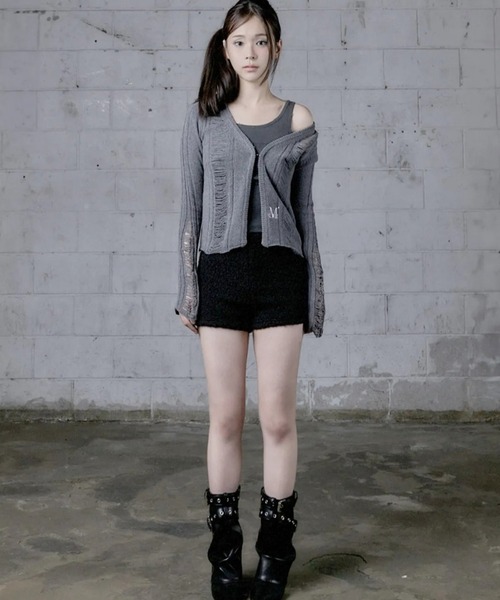 MUCENT(ムセント)の「MUCENT/NUBIダメージカーディガン(カーディガン/ボレロ・レディース・グレー/ブラック・FREE)」の11枚目の写真