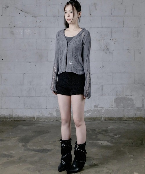 MUCENT(ムセント)の「MUCENT/NUBIダメージカーディガン(カーディガン/ボレロ・レディース・グレー/ブラック・FREE)」の12枚目の写真