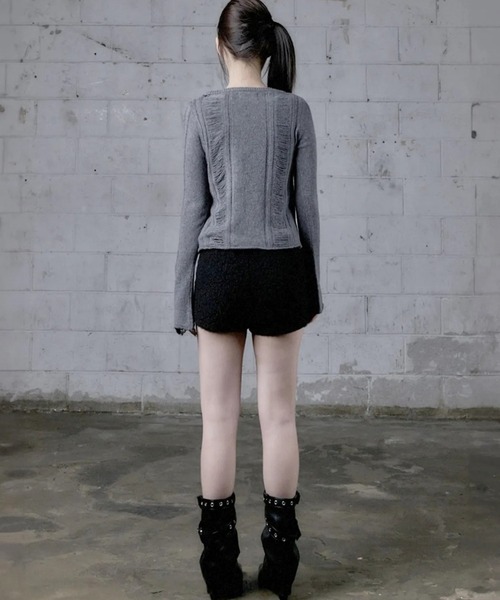 MUCENT(ムセント)の「MUCENT/NUBIダメージカーディガン(カーディガン/ボレロ・レディース・グレー/ブラック・FREE)」の13枚目の写真