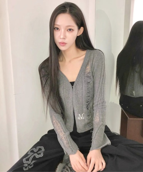 MUCENT／NUBIダメージカーディガン（カーディガン/ボレロ）｜MUCENT