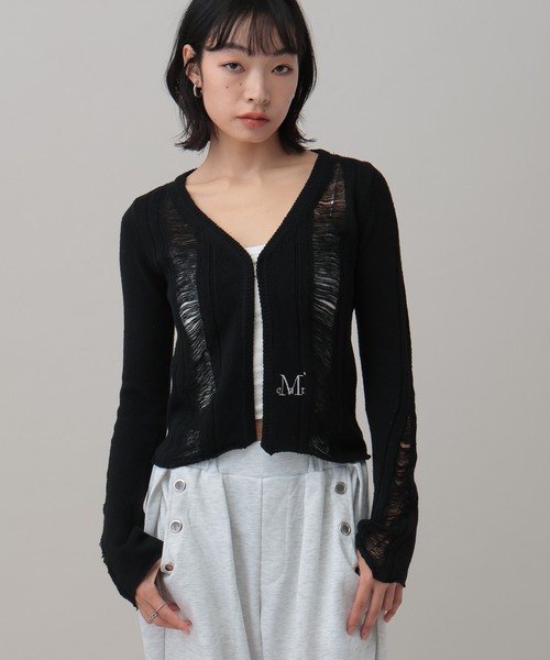 MUCENT(ムセント)の「MUCENT/NUBIダメージカーディガン(カーディガン/ボレロ・レディース・グレー/ブラック・FREE)」の20枚目の写真