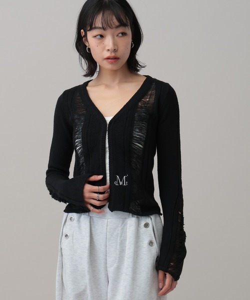 MUCENT(ムセント)の「MUCENT/NUBIダメージカーディガン(カーディガン/ボレロ・レディース・グレー/ブラック・FREE)」の21枚目の写真