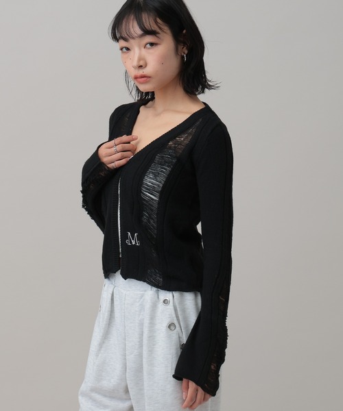 MUCENT(ムセント)の「MUCENT/NUBIダメージカーディガン(カーディガン/ボレロ・レディース・グレー/ブラック・FREE)」の22枚目の写真