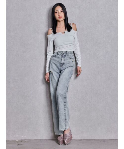 GYDA（ジェイダ）の「Symmetry GYDAバインダートップス（Tシャツ/カットソー・レディース・ブラック/オフホワイト・FREE）」の13枚目の写真