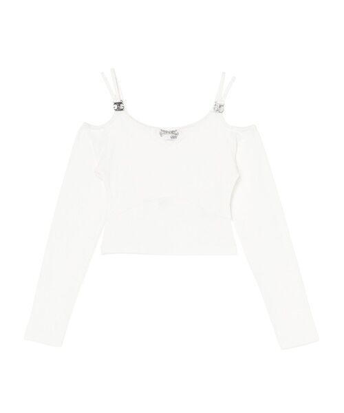 GYDA（ジェイダ）の「Symmetry GYDAバインダートップス（Tシャツ/カットソー・レディース・ブラック/オフホワイト・FREE）」の4枚目の写真