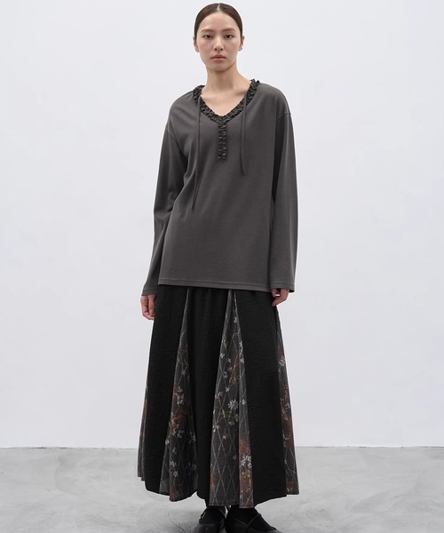 EIGHTHMONTH(エイスマンス)の「フリルライントップス EM25a173【EIGHTHMONTH】(Tシャツ/カットソー・レディース・アイボリー/ダークグレー・S/M)」の8枚目の写真