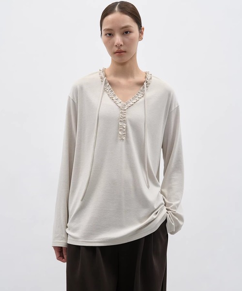 EIGHTHMONTH(エイスマンス)の「フリルライントップス EM25a173【EIGHTHMONTH】(Tシャツ/カットソー・レディース・アイボリー/ダークグレー・S/M)」の18枚目の写真