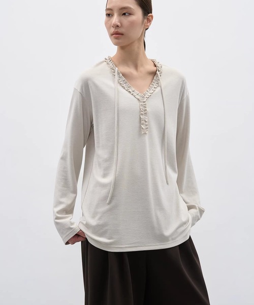 EIGHTHMONTH(エイスマンス)の「フリルライントップス EM25a173【EIGHTHMONTH】(Tシャツ/カットソー・レディース・アイボリー/ダークグレー・S/M)」の20枚目の写真