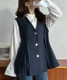 Eclat one（エクラワン）の「【Eclat one】Vネック フレアシルエット ベスト（ベスト）」