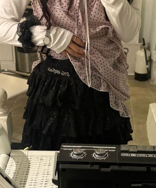 SEQUENZ(シークエンズ)の「※WEB限定 / セットアップ対応 / レディースグリッターフリルミニスカート / sqnz glitter tiered skirt(スカート・レディース・ダークネイビー/ブラック/ライトピンク・SMALL/MEDIUM)」の20枚目の写真