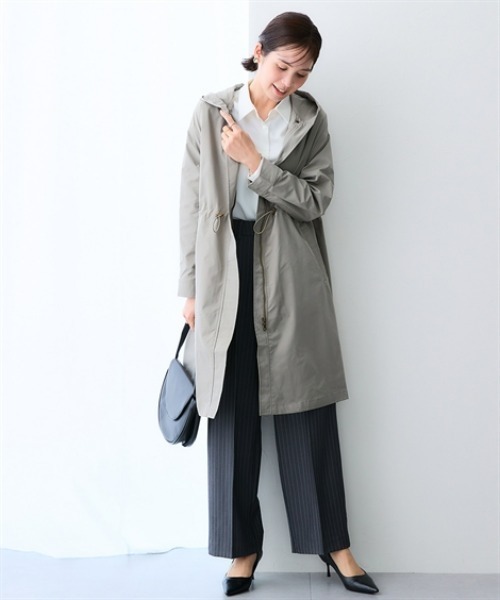 7days Life Styling（セブンデイズライフスタイリング）の「防花粉ドロストロングフーディーコート（ＵＶカット）＜大きいサイズ有＞（ダッフルコート・レディース・カーキ・LL/L/M）」の7枚目の写真