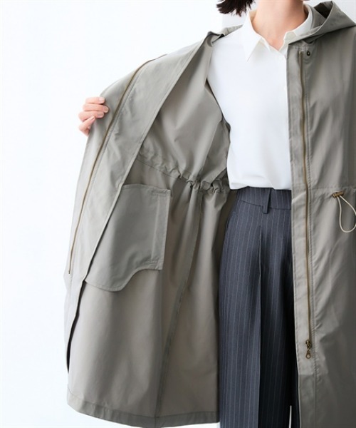 7days Life Styling（セブンデイズライフスタイリング）の「防花粉ドロストロングフーディーコート（ＵＶカット）＜大きいサイズ有＞（ダッフルコート・レディース・カーキ・LL/L/M）」の5枚目の写真
