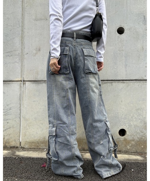 inst.ALL(インストール)の「フラップベルトワイドデニムカーゴパンツ(カーゴパンツ・レディース・ブラック/ブルー・L/M/S)」の22枚目の写真