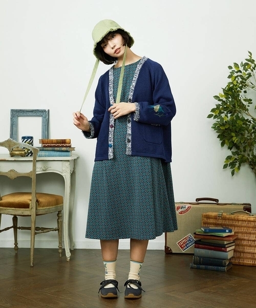 Jocomomola(ホコモモラ)の「Armadura de flores ジャカードワンピース(ワンピース・レディース・ネイビー/マスタード・40)」の14枚目の写真