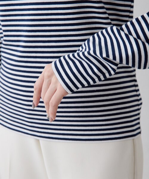 THE PAUSE（ザ ポーズ）の「【THE PAUSE】ボーダーロンTEE（Tシャツ/カットソー・レディース・ブラック/ネイビー・FREE）」の6枚目の写真