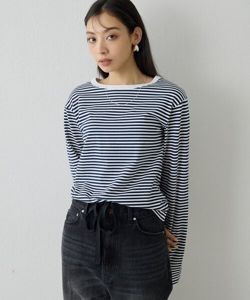 THE PAUSE（ザ ポーズ）の「【THE PAUSE】ボーダーロンTEE（Tシャツ/カットソー・レディース・ブラック/ネイビー・FREE）」の12枚目の写真