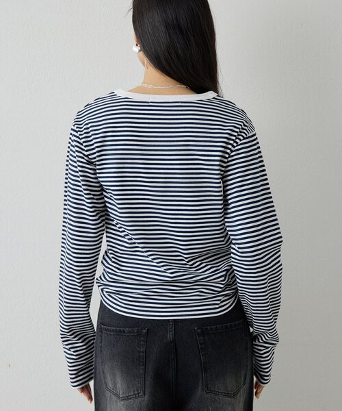 THE PAUSE（ザ ポーズ）の「【THE PAUSE】ボーダーロンTEE（Tシャツ/カットソー・レディース・ブラック/ネイビー・FREE）」の10枚目の写真