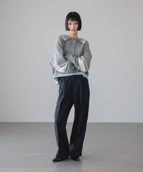 LOWRYS FARM（ローリーズファーム）の「エリポロラインニットプルオーバー　645088（ニット/セーター・レディース・グレー/アイボリー/ネイビー・FREE）」の10枚目の写真