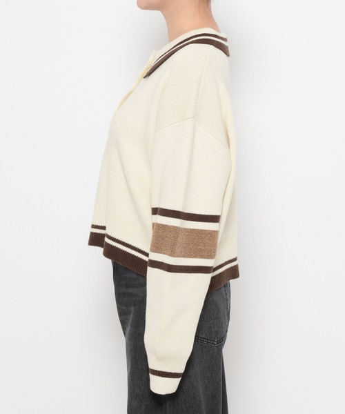 LOWRYS FARM（ローリーズファーム）の「エリポロラインニットプルオーバー　645088（ニット/セーター・レディース・グレー/アイボリー/ネイビー・FREE）」の14枚目の写真