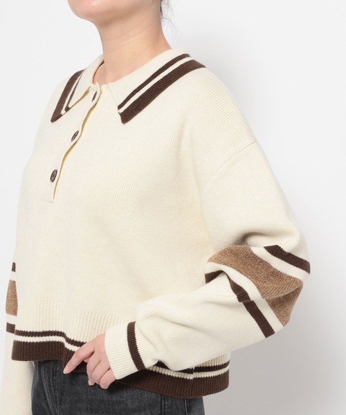 LOWRYS FARM（ローリーズファーム）の「エリポロラインニットプルオーバー　645088（ニット/セーター・レディース・グレー/アイボリー/ネイビー・FREE）」の17枚目の写真