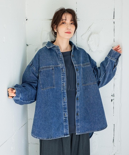 甘織りデニムオーバーシャツジャケット《CLIP denim》（シャツ